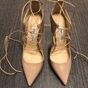 JIMMY CHOO nude pump with lace up size 38